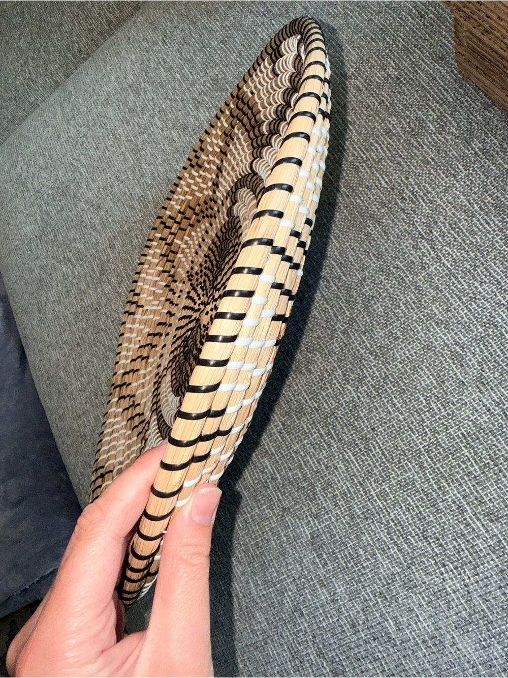 Woven Round Wall Basket - Natural, Black & White